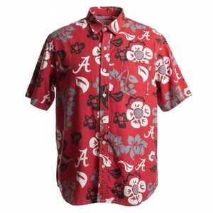 Wes and Willy Alabama Crimson Tide Men‎ XL Red Floral Button Down Shirt 1940 AL